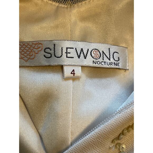 Sue Wong Nocturne 2015 Cream Ribbon Flower Beaded Cocktail Dress Size 4 NWT - Picture 15 of 15